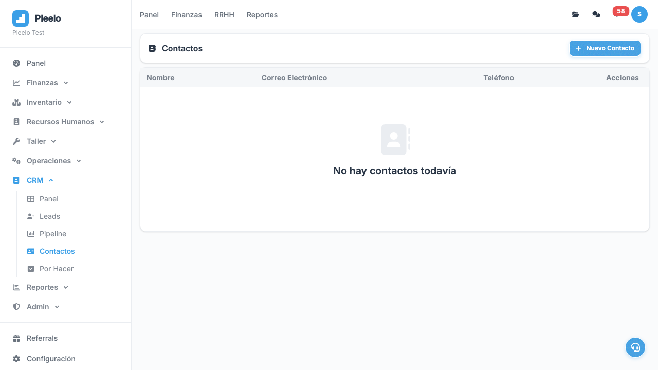 CRM contacts list
