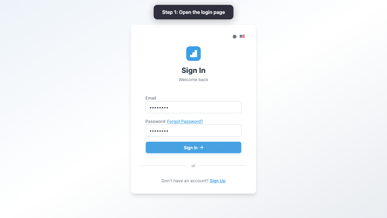 Login page
